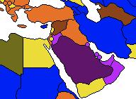 Greece Turkey Syria Lebanon Israel PA Jordan Iraq Iran Libya Egypt Saudi Arabia Oman Sudan Yemen blue - presidential republics, full presidential system yellow - presidential republics,
