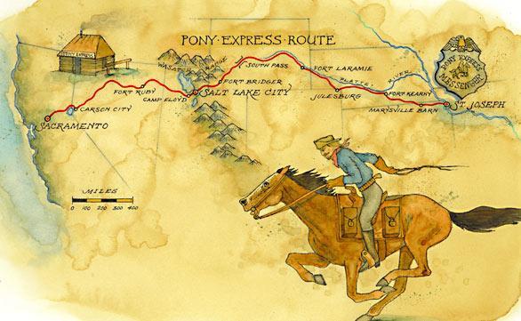The Pony Express Route followed the California Trail