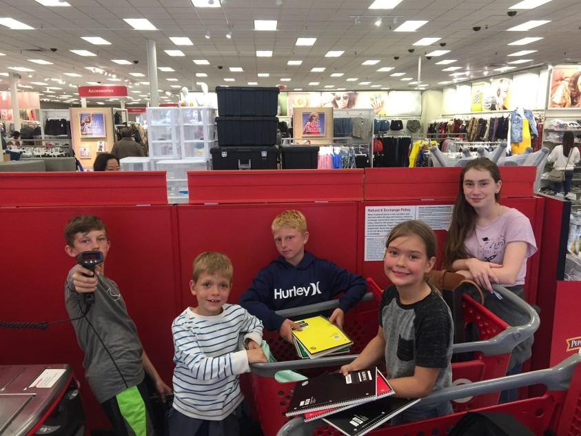 Through a program sponsored by Mattress Firm, Bethany s kids had an outing to Target in Colma and purchased backpacks and various supplies.