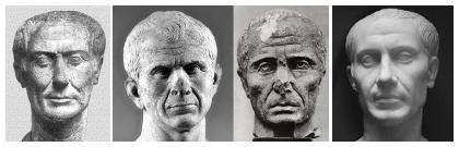 Figure 5: Heads of Caesar. From the left: Tusculum, Arles, the head from a private collection and proposed by F. Johansen as a replica of the Arles bust., and Pantelleria. References [1] http://www.