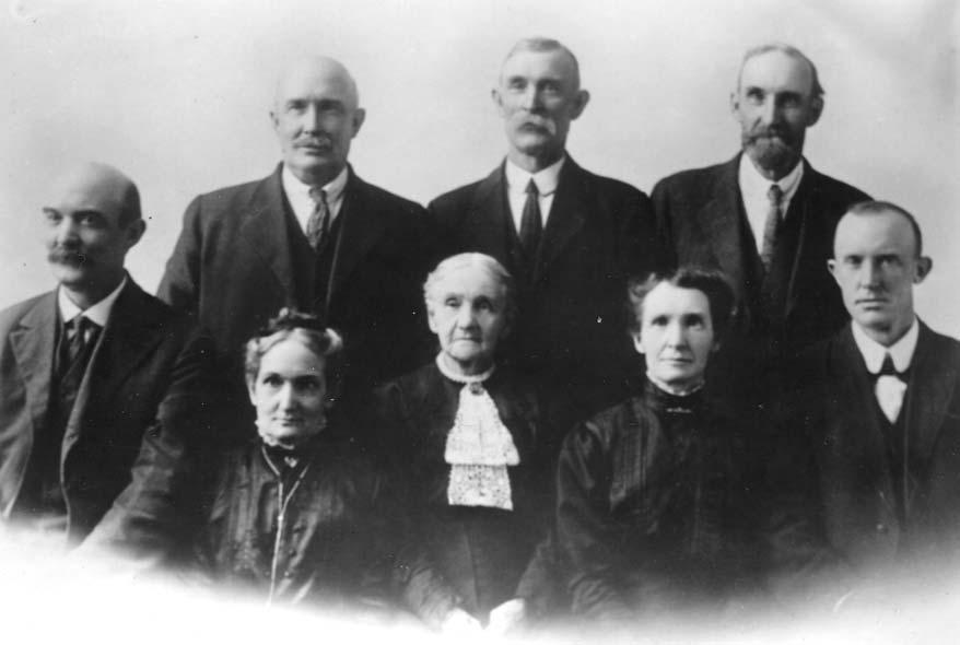 Photo: about 1910 Seated, left to right: Milton Keynes Holmes, Elizabeth Ann Holmes Berrett, Helen (Ellen) Anderson Holmes, Margaret Holmes Hill, Lamoni Holmes Standing, left to right: William Robert