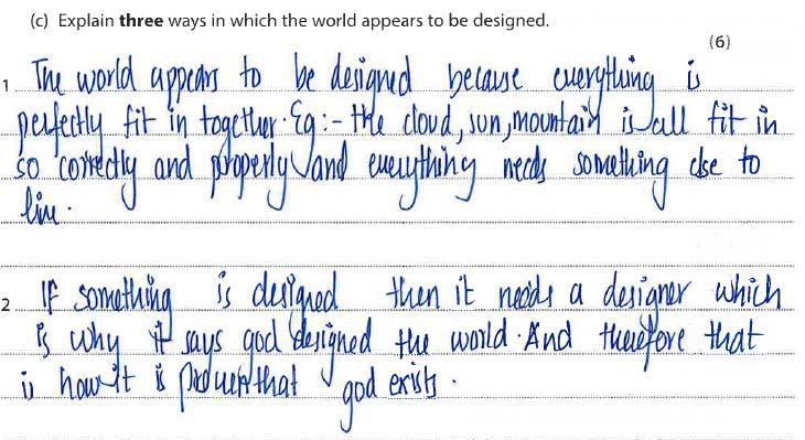 Student Response A 2/6 The first reason - Everything fits together perfectly is developed by everything needs something else to live.