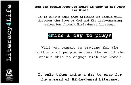 Prayer Get your young people praying for Bible-based Literacy all across the world.