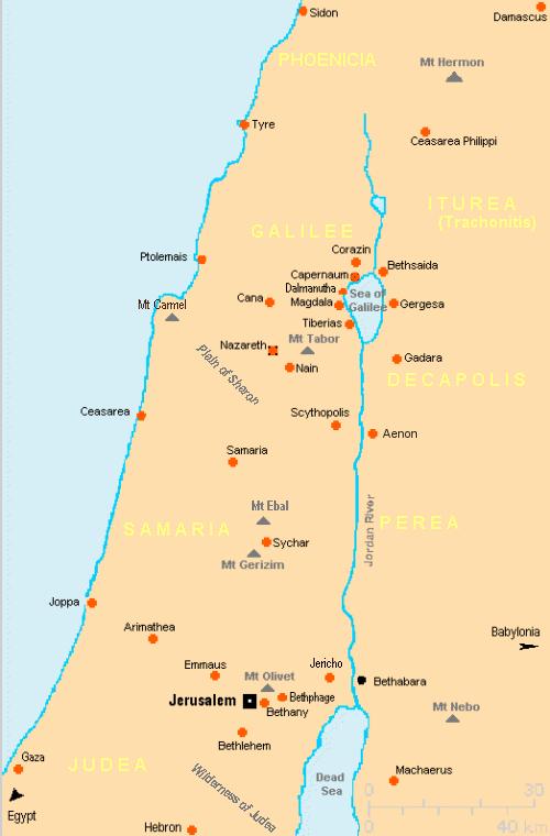 Visualizing Where Jesus Went Jesus whereabouts Samaria Galilee All 4 Gospels: Jesus baptized by John in Jordan River where?