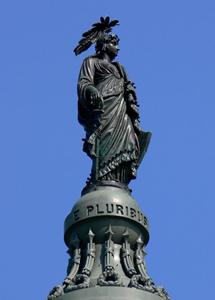 The 19ft figure on top of the dome is the so-called Statue of Freedom. This is in reality the Goddess Columbia, after whom the District of Columbia (D.C.) is named.