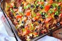 Page 5 Prints of Peace Fantastic Taco Casserole 1 1 2 lbs ground beef 1 large onion, finely chopped 2 tablespoons minced fresh garlic (or to taste) 1 bell pepper (use red or green, seeded and