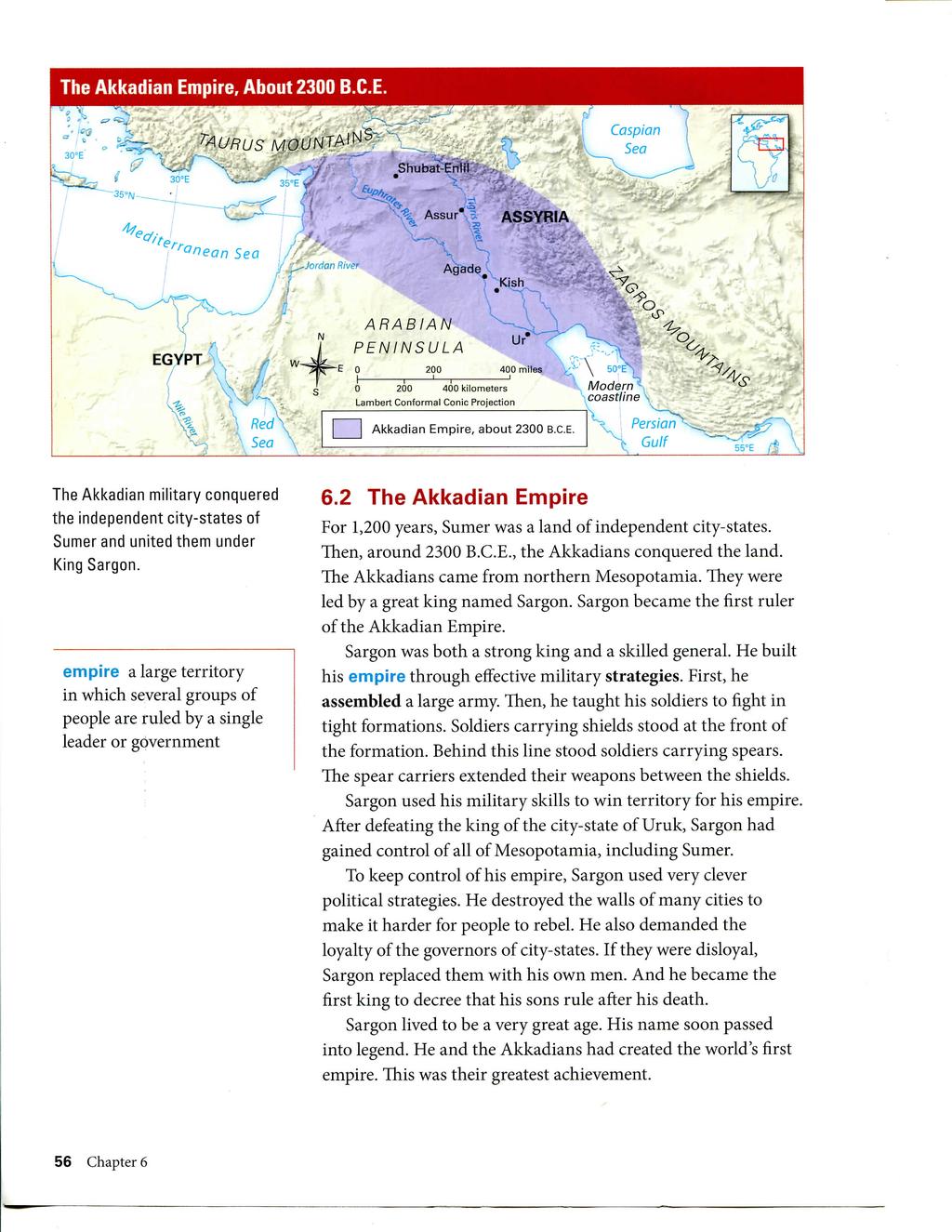 The Akkadian Empire, About 2300 B.C.E. ^ I Shubat-Enlil 't\ Sea % Assur'l ASSYRIA y V-^ ^.