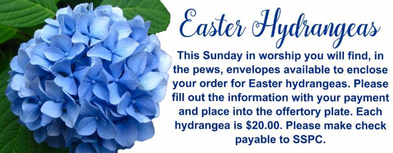 Easter Egg Hunt 1 PM Church Lawn Please donate non-melting candy for this year's egg hunt!