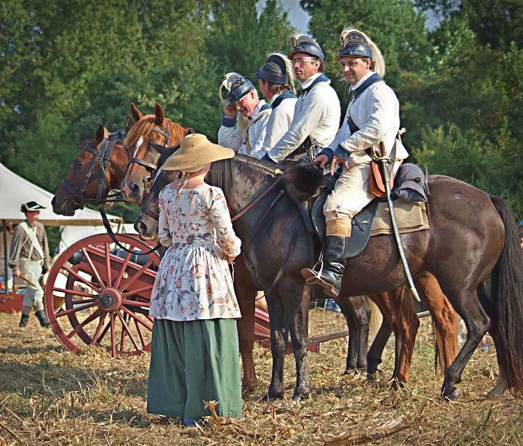 Eutaw Sprngs 225 th Annversary Reenactment A lady addresses a troop of the Contnental dragoons. Gen.