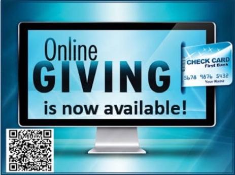 Use your phone to scan the QR code or go to qfmc.org on your phone or computer and click "Online Giving.