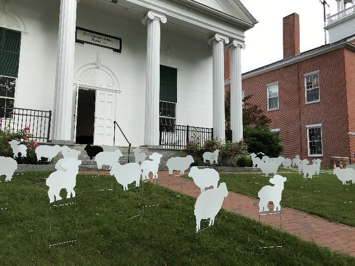 Our church s herd of sheep (pictured here), along with a personalized note from you, will be delivered by our shepherd and placed on the recipient s front lawn for 3 days (but can be removed earlier