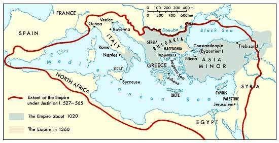 Byzantine Empire Off-shoot of the Roman Empire - Eastern Roman Empire. Centralized State: Hereditary Monarchy. (Emperor Justinian, r.