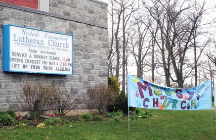 Photo by Ann Krueger. An outdoor invitation to Messy Church at Westside, Barrie, ON.