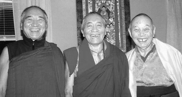 Venerable Gyatrul Rinpoche (R) with the Venerable Khenpo Rinpoches Both Rinpoches returned together after the break, finalizing the Dudjom Tersar Wangchen itself with a closing ceremony.