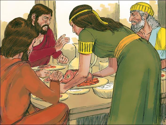 He prepared a meal for them, baking bread