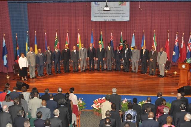 CHAPTER 9 THE ROLE OF GOVERNMENT (Heads of Government and Heads of Delegation of CARICOM Member States and Associate Members on stage at the Opening Ceremony of the 32nd Meeting of the Conference of
