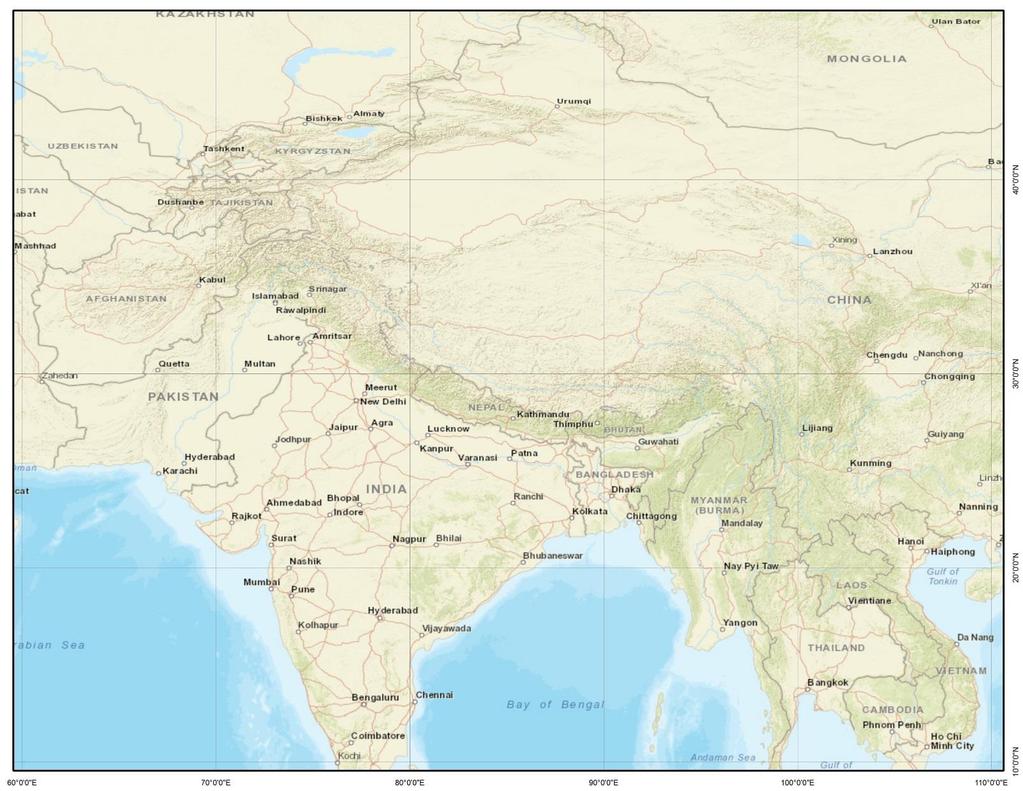 Digitizing and rectifying Xuanzang routes (base maps) ESRI base maps data ESRI sources: