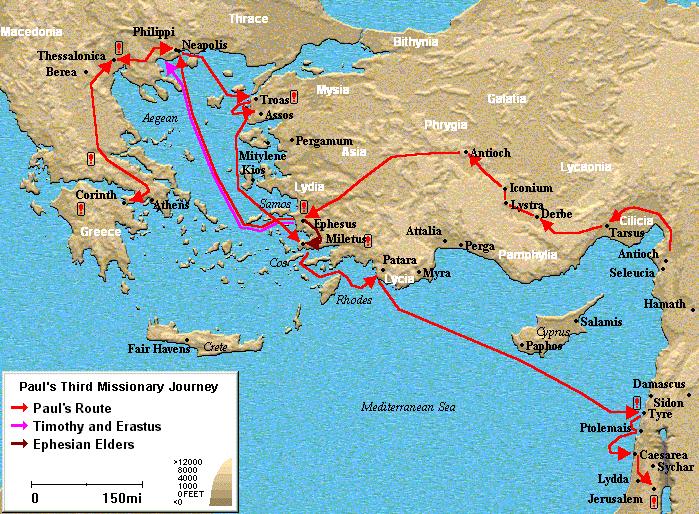 11. Paul s Third Missionary Journey [Acts 18 21] After some time in Antioch, Paul began his third journey and this time to spread the message in Asia Minor [modern day Turkey].