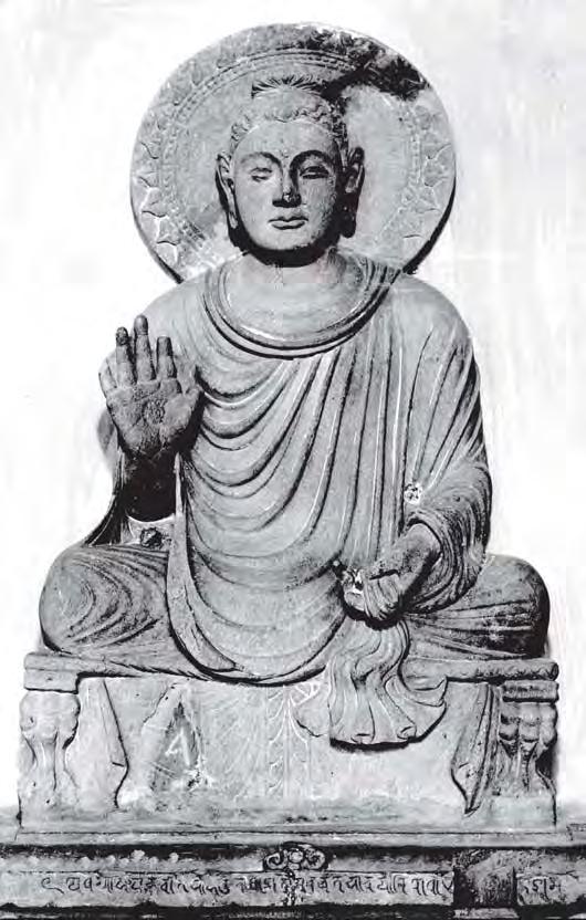 Below left : An image of the Buddha from Mathura. Right : An image of the Buddha from Taxila. Look at these and note the similarities and differences that you may find.