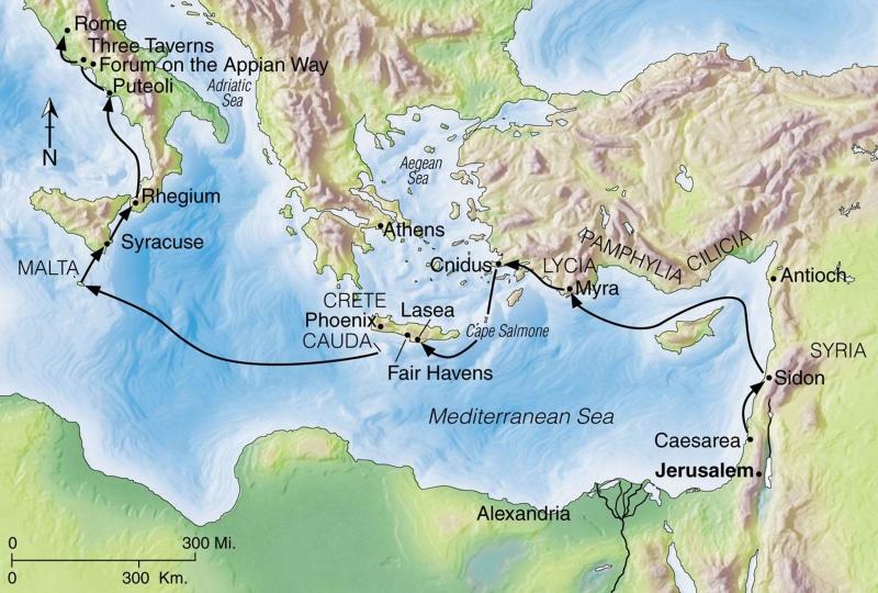 Page 3 PAUL S JOURNEY TO ROME ACTS 27:1 28:31 PAUL S JOURNEY TO ROME JERUSALEM Map courtesy of Visual Bible Alive CATECHISTS TWO CHAPTERS THIS WEEK; MUCH LESS GROUND TO COVER AT LEAST IN TERMS OF