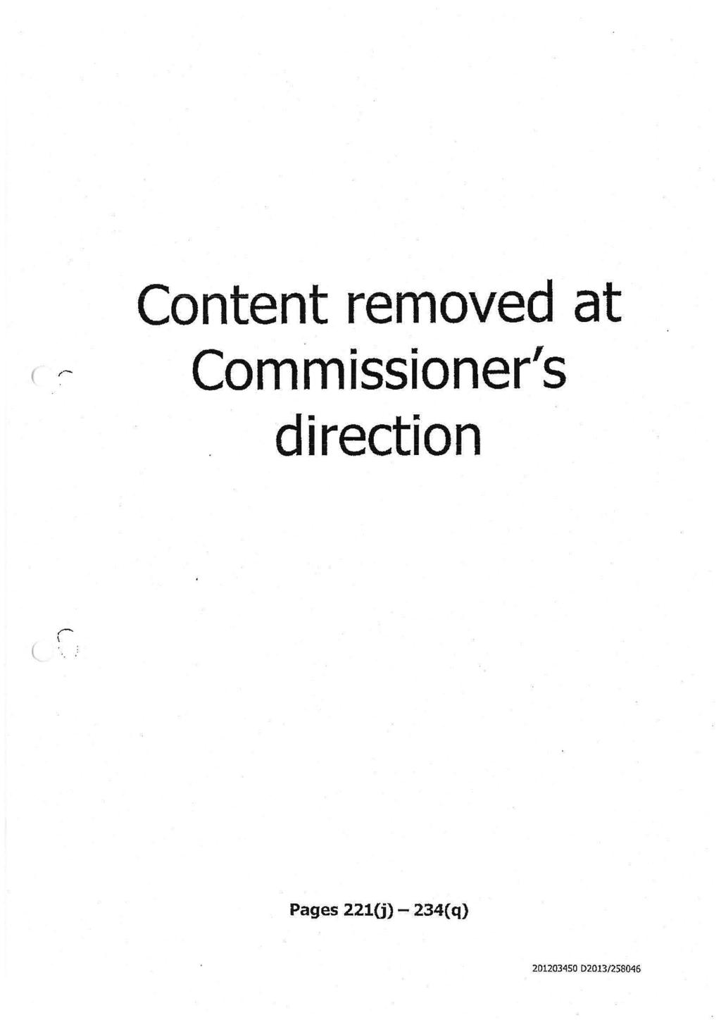 Content removed at r Commissioner's direction r \ I