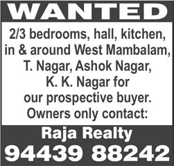 June 1-7, 2013 MAMBALAM TIMES Page 7 SPECIAL CLASSIFIED ADVERTISEMENTS Classified Advertisements under the heads Accommodation Required, Old Age Home, Marriage Hall, Mini Hall, Real Estate (Buying &