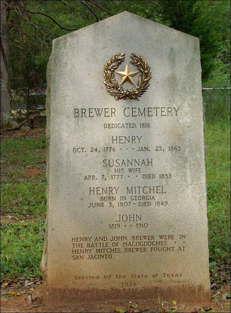 The BREWER CEMETERY is located in the northwestern part of Nacogdoches Co. in Deep East Texas just to the south of FM 343 between NAT and FRIENDSHIP cemeteries.