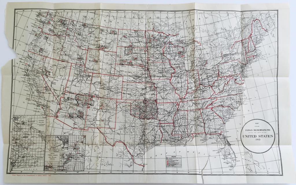1913 Reservation Map 6- [Native American]. Map Showing Indian Reservations within the Limits of the United States 1913. [Washington DC]: [United States Geological Survey], 1913.