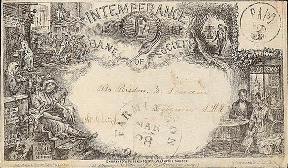 Paid 3 handstamp in upper right in place of stamp. DESIGN STATE 3 James Valentine Temperance Envelope, State 3.
