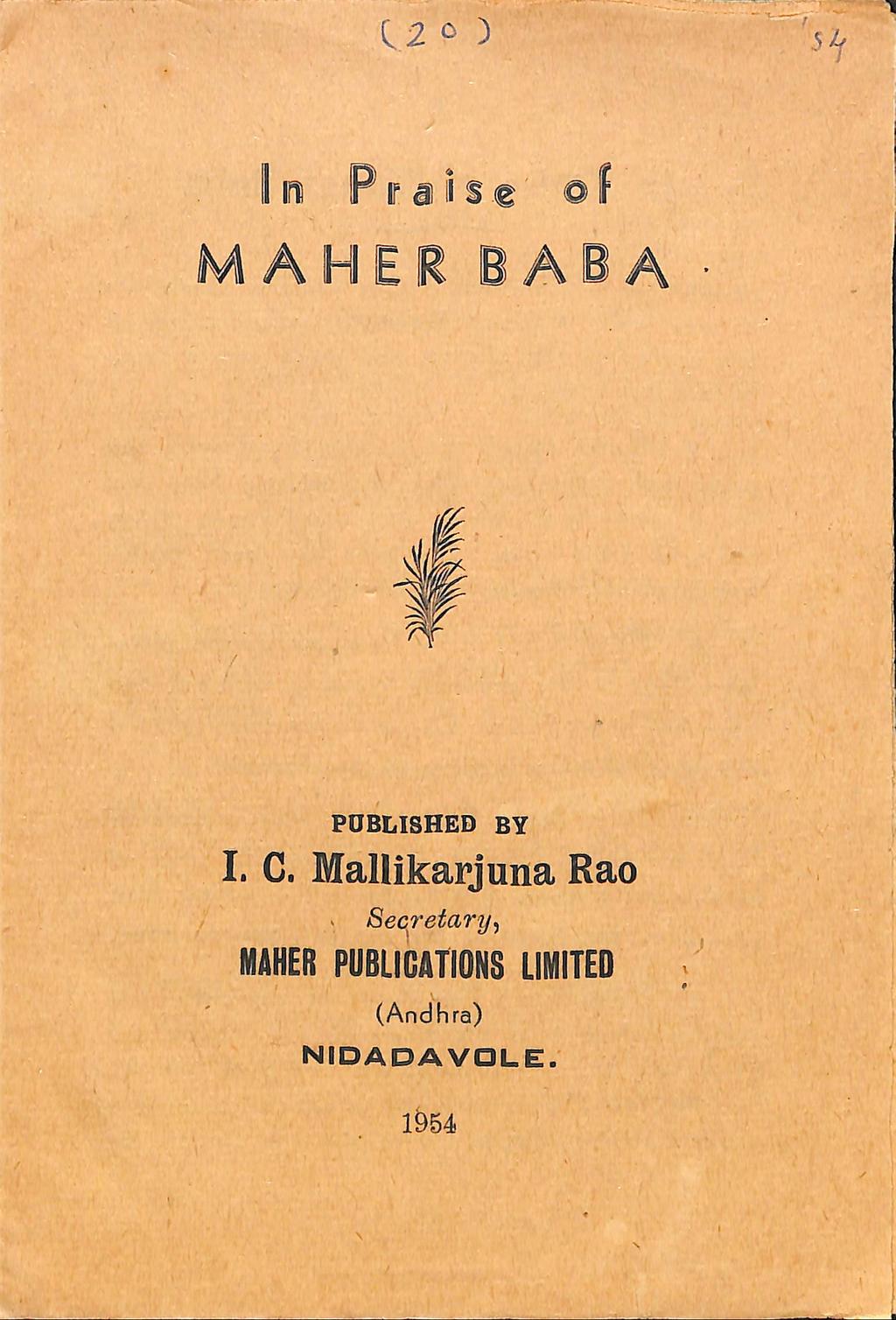f MAHER BABA w' i> ' : '; ^ / PUBLISHED BY 1. C.