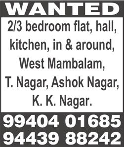 November 24-30, 2012 MAMBALAM TIMES Page 7 SPECIAL CLASSIFIED ADVERTISEMENTS Classified Advertisements under the heads Accommodation Required, Old Age Home, Marriage Hall, Mini Hall, Real Estate