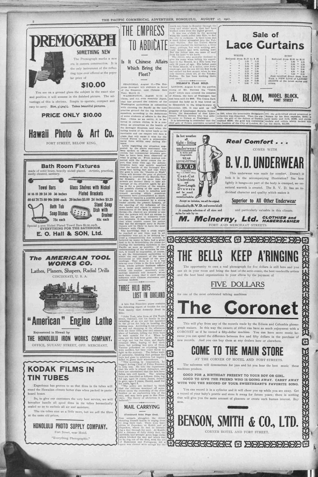 THE PACFC COMMERCAL ADVERTSER, HONOLULU, AUGUST 7, SOMETHNG NEW THE EMPRESS eoach team to founder through the deep stekv muck, that had been washed down from the hgher ground t was one oclock n the