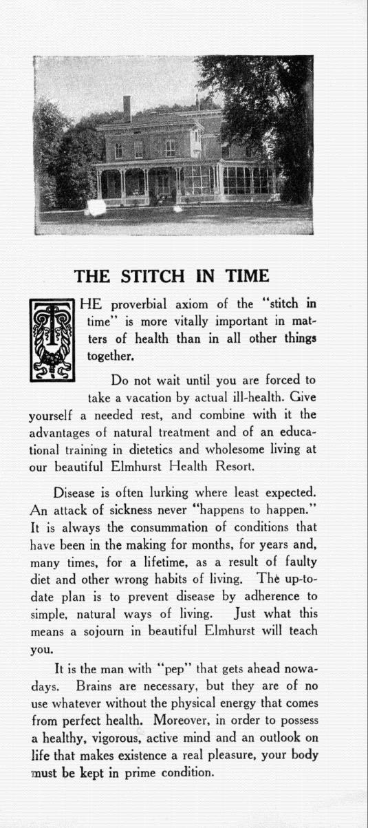 THE STITCH IN TIME HE proverbial axiom of the stitch in time is more vitally important in matters of health than in all other things together.