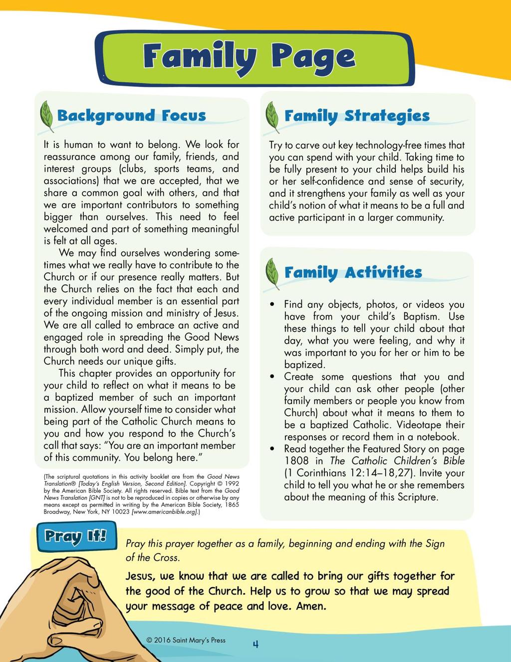 Program Overview The Family Page provides parents with helpful