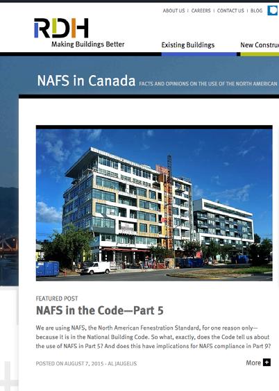 NAFS in Part 5 Summary In Part 5, NAFS and the Canadian Supplement apply only to products within the scope of NAFS Many fenestration products used on buildings other than single family homes are