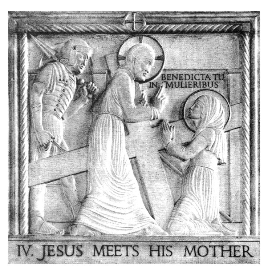 FOURTH STATION JESUS MEETS HIS SORROWFUL MOTHER R/. Quia per sanctam crucem tuam redemisti mundum.
