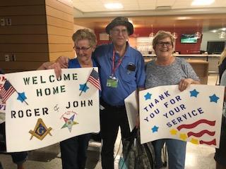 Brothers Roger Crass and John Sullivan were Honor Chapter s and H.S. Baird Lodge s members who participated in that flight. Thank you to all members of Honor Chapter and H.S. Baird who wrote cards and letters which were delivered to Brothers Roger and John during the flight s mail call on the way back.