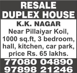 ft, 2 nd floor, 2-wheeler parking, rent Rs. 12000, ready to occupy, Brahmins / vegetarians / bachelors only. Ph: 98414 33107.