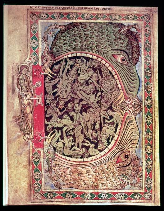 Mouth of Hell, folio 39 recto of the Winchester Psalter, from