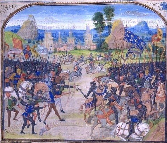 these terms. Then the Battle of Poitiers began. The Battle of Poitiers and the Capture of the French King The English were placed on a little hill. They depended, as usual, chiefly on their archers.