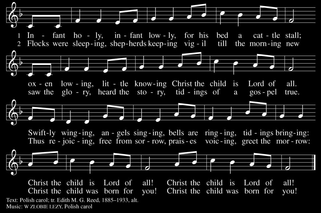 Hymn Infant Holy, Infant Lowly w zlobie lezy Post-Communion Blessing The body and blood