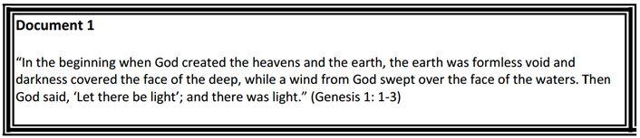 ANALYZING SOURCES Genesis is the first book (chapter) in the Old Testament.
