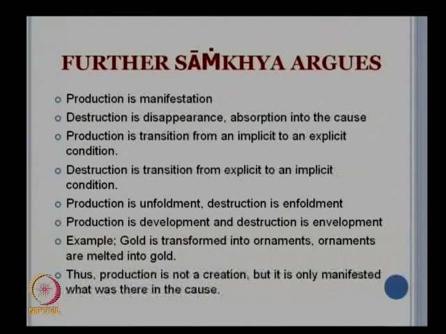 argues in a different way by saying that how Satkaryavada really exists in this earth and with the help of this doctrine, we can prove each and everything exist in this earth having different shape,