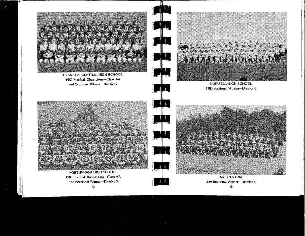 FRANKLIN CENTRAL HIGH SCHOOL 1980 Football Champions-Class AA and Sectional Winner-District 7 NORWELL HIGH SCHOOL 1980 Sectional