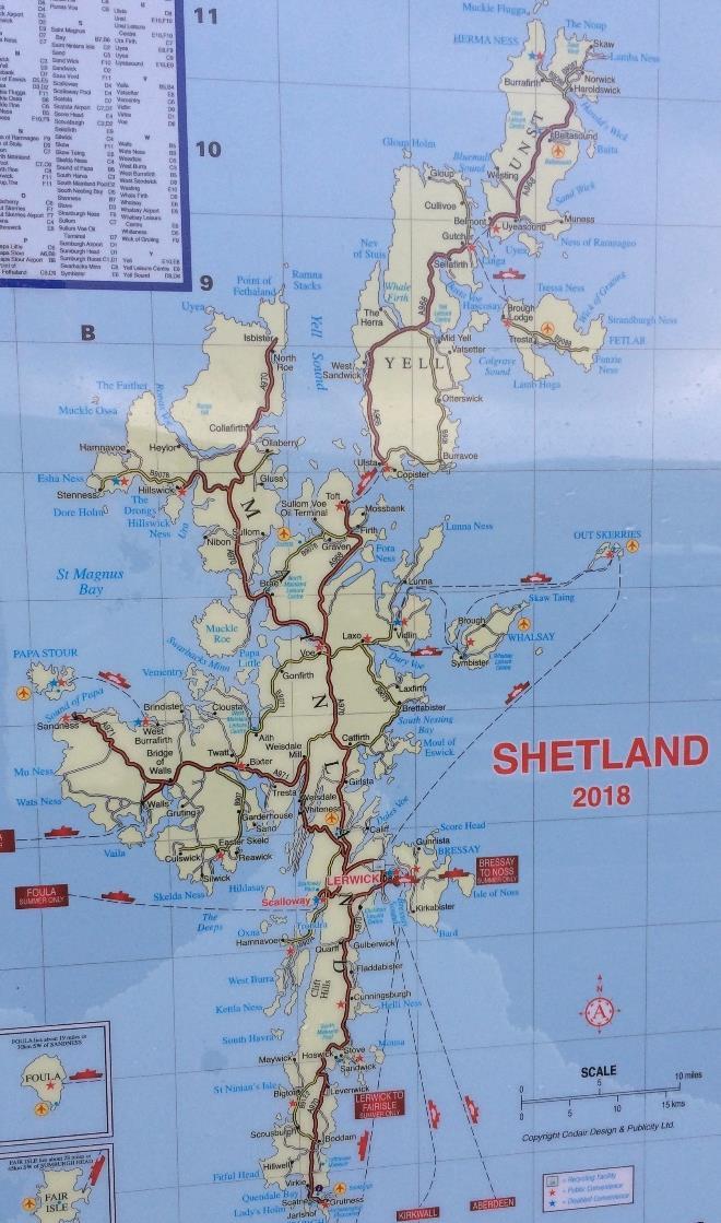 map of the British Isles with the Shetland Islands off the north coast of Scotland.