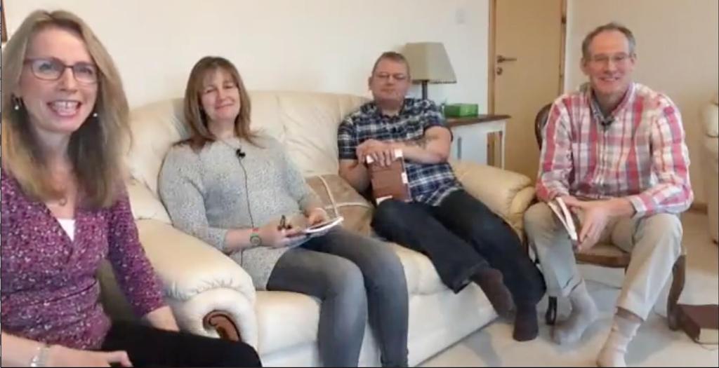 Molly, Ruth, Pete and Nigel, on Facebook Live using 40 Minute Jesus Listening to His Voice Pete and Ruth started to introduce the congregation to Precept Lightning Studies shortly
