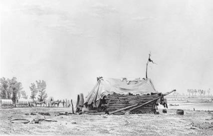 Number: 75 Orig: 57 x 45.5 57 x 36.5 Scale: 46% Final: 26.5 x 17 LOUP FERRY Piercy, LDS Church Archives Traveling farther west along the Platte River the emigrants came to the Loup River.
