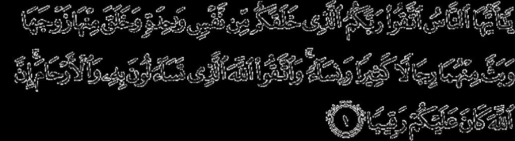 O mankind, fear your Lord, who created you from one soul and