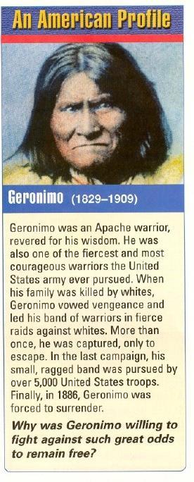 Apache Indians fiercely resisted the loss of their lands by the settlers setting up ranches. An Apache leader, Geronimo, led the Apache Indians against the settlers.