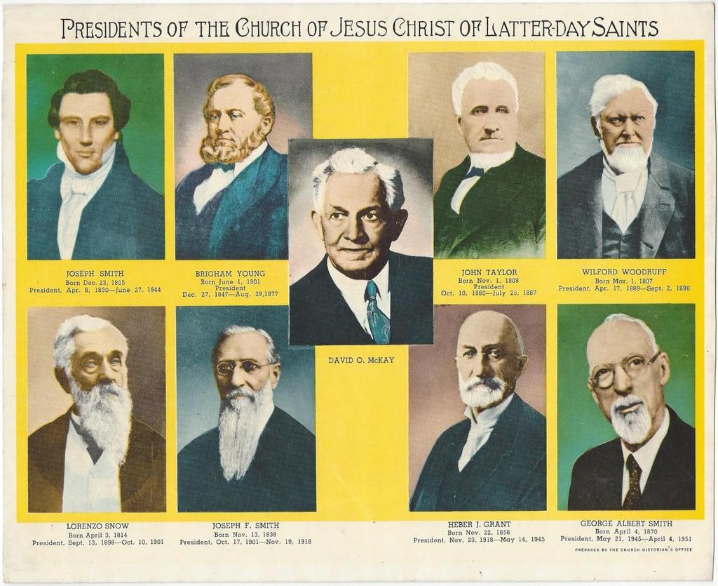 First Nine Presidents of the LDS Church 4- [L.D.S.] Church Historian's Office. Presidents of the Church of Jesus Christ of Latter-day Saints.